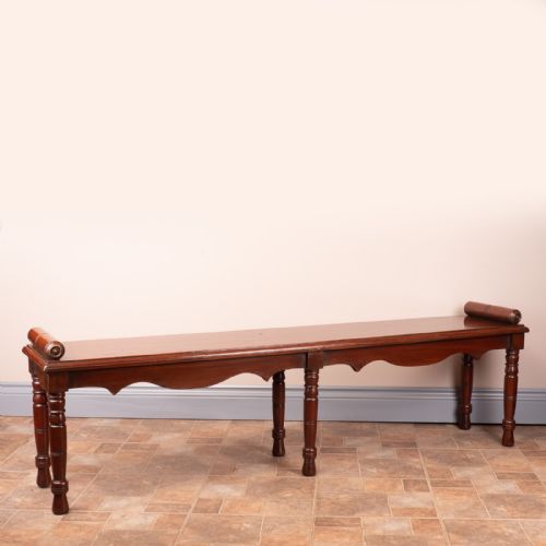 LARGE LATE VICTORIAN MAHOGANY HALL BENCH WINDOW SEAT - ADDITIONAL PHOTO 4