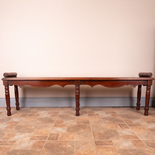 LARGE LATE VICTORIAN MAHOGANY HALL BENCH WINDOW SEAT - ADDITIONAL PHOTO 5