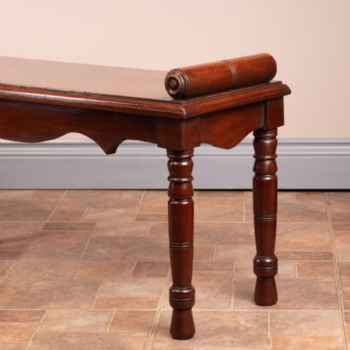 LARGE LATE VICTORIAN MAHOGANY HALL BENCH WINDOW SEAT - ADDITIONAL PHOTO 7