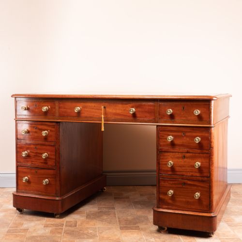 VICTORIAN MAHOGANY PEDESTAL DESK - ADDITIONAL PHOTO 6