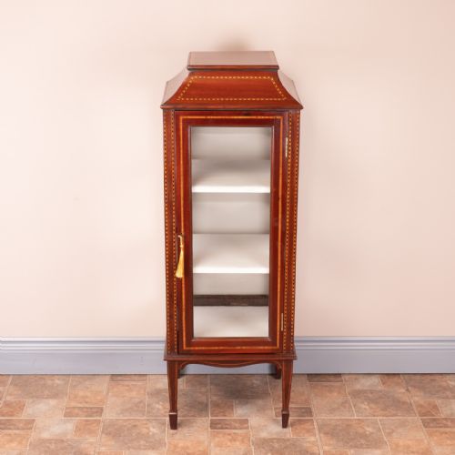 PAGODA TOPPED EDWARDIAN INLAID MAHOGANY DISPLAY CABINET - ADDITIONAL PHOTO 1