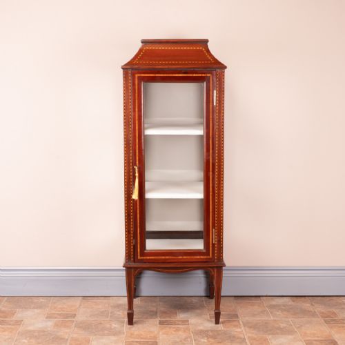 PAGODA TOPPED EDWARDIAN INLAID MAHOGANY DISPLAY CABINET - ADDITIONAL PHOTO 2