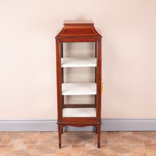 PAGODA TOPPED EDWARDIAN INLAID MAHOGANY DISPLAY CABINET - ADDITIONAL PHOTO 5