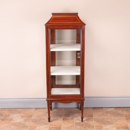 PAGODA TOPPED EDWARDIAN INLAID MAHOGANY DISPLAY CABINET - ADDITIONAL PHOTO 6