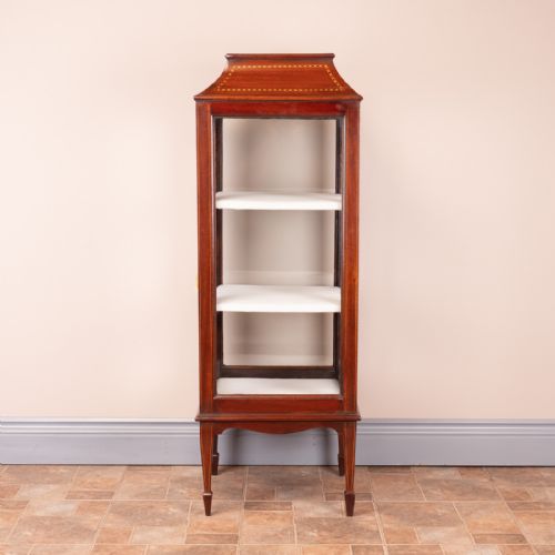 PAGODA TOPPED EDWARDIAN INLAID MAHOGANY DISPLAY CABINET - ADDITIONAL PHOTO 8