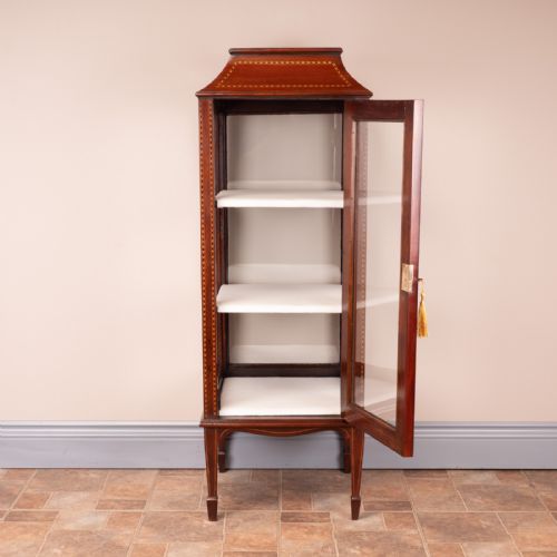 PAGODA TOPPED EDWARDIAN INLAID MAHOGANY DISPLAY CABINET - ADDITIONAL PHOTO 10