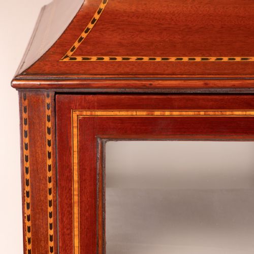 PAGODA TOPPED EDWARDIAN INLAID MAHOGANY DISPLAY CABINET - ADDITIONAL PHOTO 12