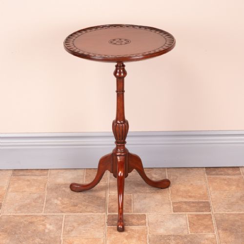mahogany carved top wine table - CATEGORY: ANTIQUE TABLES - DATED 1920