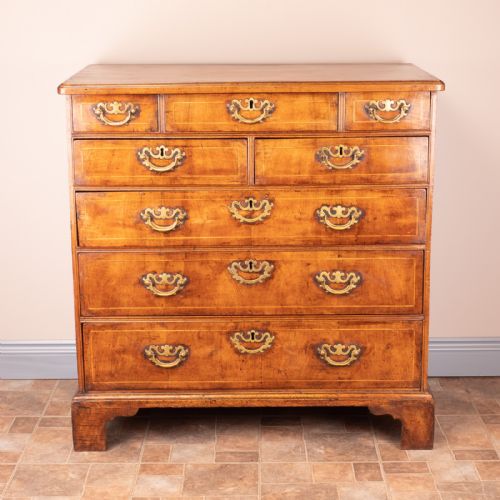 early 18thc inlaid walnut chest of drawers - CATEGORY: ANTIQUE CHEST OF DRAWERS - DATED 18TH CENTURY