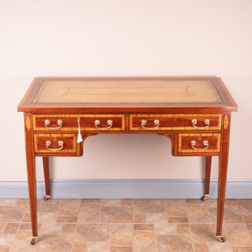 good quality edwardian inlaid mahogany writing table - CATEGORY: ANTIQUE TABLES - DATED EDWARDIAN