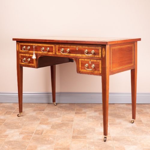 GOOD QUALITY EDWARDIAN INLAID MAHOGANY WRITING TABLE - ADDITIONAL PHOTO 9