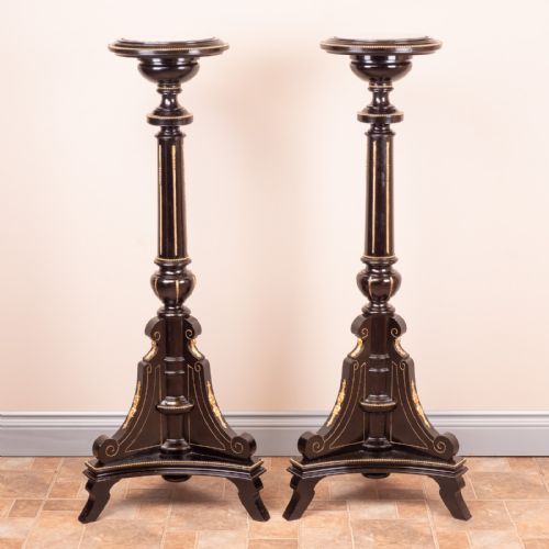 PAIR OF EBONISED HIGHLY DECORATIVE TORCHERES - ADDITIONAL PHOTO 10