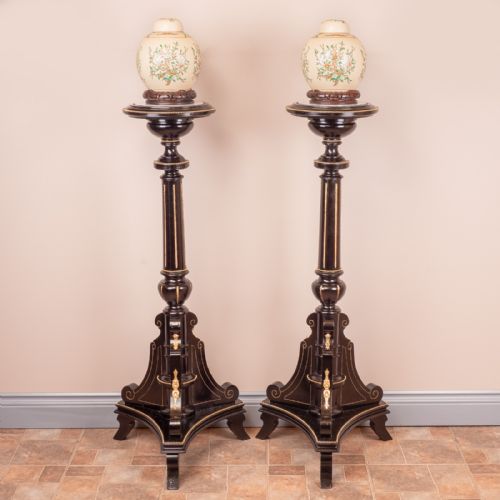 PAIR OF EBONISED HIGHLY DECORATIVE TORCHERES - ADDITIONAL PHOTO 13