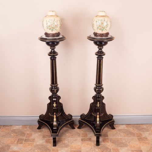 PAIR OF EBONISED HIGHLY DECORATIVE TORCHERES - ADDITIONAL PHOTO 14
