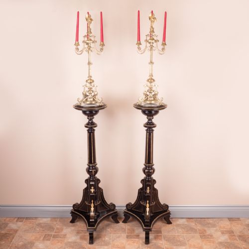 PAIR OF EBONISED HIGHLY DECORATIVE TORCHERES - ADDITIONAL PHOTO 15