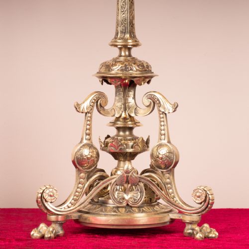 19THC PAIR OF BRASS CANDELABRA - ADDITIONAL PHOTO 1