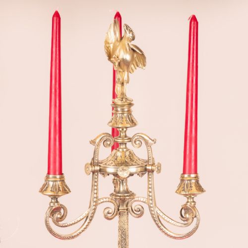 19THC PAIR OF BRASS CANDELABRA - ADDITIONAL PHOTO 2