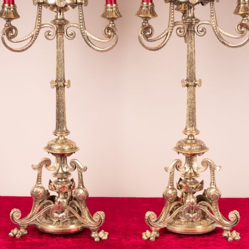 19THC PAIR OF BRASS CANDELABRA - ADDITIONAL PHOTO 5