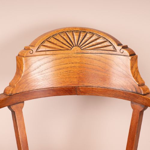 VICTORIAN OAK REVOLVING OFFICE DESK CHAIR - ADDITIONAL PHOTO 5