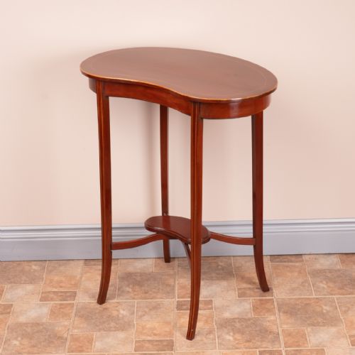 edwardian inlaid mahogany kidney shape occasional table - CATEGORY: ANTIQUE TABLES - DATED EDWARDIAN