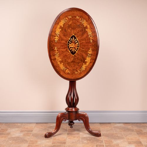 good quality marquetry walnut occasional tip table - CATEGORY: ANTIQUE TABLES - DATED VICTORIAN