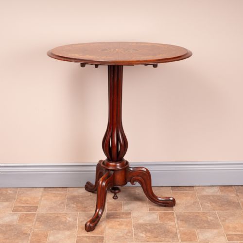 GOOD QUALITY MARQUETRY WALNUT OCCASIONAL TIP TABLE - ADDITIONAL PHOTO 4