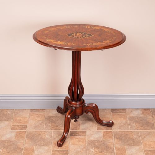 GOOD QUALITY MARQUETRY WALNUT OCCASIONAL TIP TABLE - ADDITIONAL PHOTO 6
