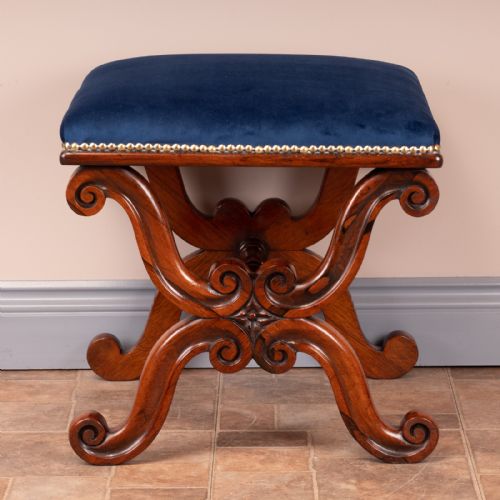 GOOD QUALITY19THC XFRAMED ROSEWOOD STOOL - ADDITIONAL PHOTO 4