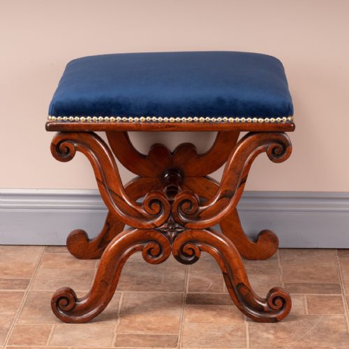 GOOD QUALITY19THC XFRAMED ROSEWOOD STOOL - ADDITIONAL PHOTO 8