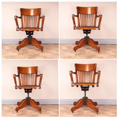 GOOD QUALITY OAK REVOLVING OFFICE DESK CHAIR - ADDITIONAL PHOTO 13