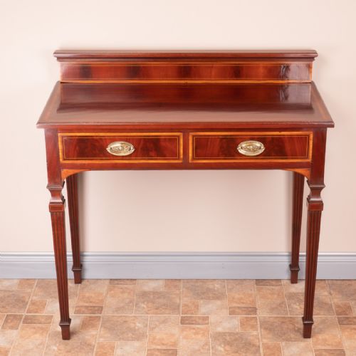 edwardian inlaid mahogany 2 drawer side table - CATEGORY: ANTIQUE TABLES - DATED EDWARDIAN