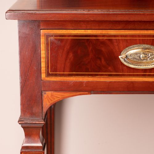 EDWARDIAN INLAID MAHOGANY 2 DRAWER SIDE TABLE - ADDITIONAL PHOTO 3