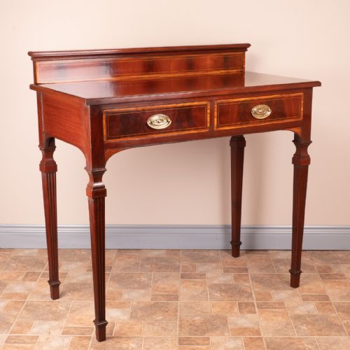 EDWARDIAN INLAID MAHOGANY 2 DRAWER SIDE TABLE - ADDITIONAL PHOTO 5