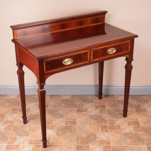 EDWARDIAN INLAID MAHOGANY 2 DRAWER SIDE TABLE - ADDITIONAL PHOTO 6
