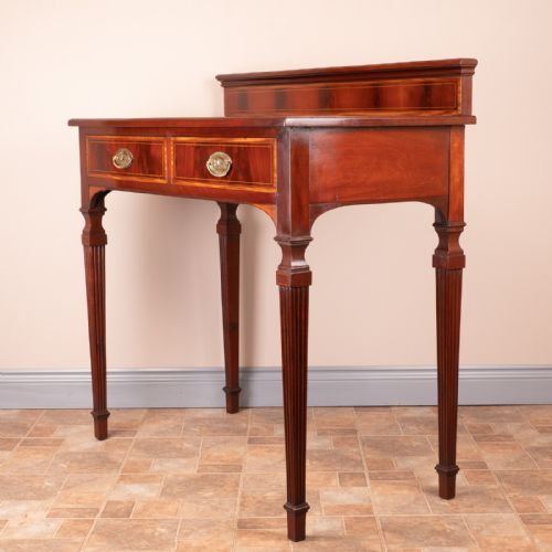 EDWARDIAN INLAID MAHOGANY 2 DRAWER SIDE TABLE - ADDITIONAL PHOTO 10
