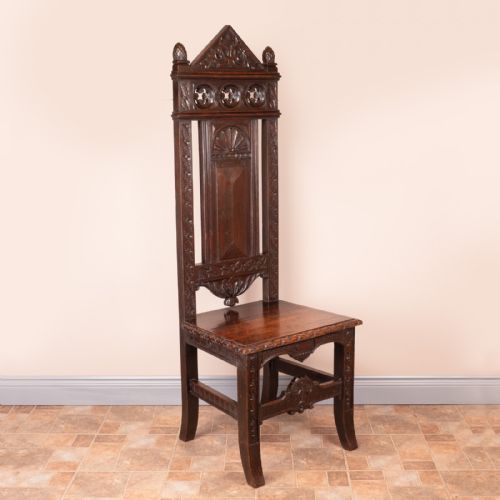 CARVED OAK HIGH BACKED SIDE CHAIR - ADDITIONAL PHOTO 1