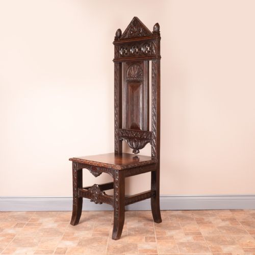 CARVED OAK HIGH BACKED SIDE CHAIR - ADDITIONAL PHOTO 2