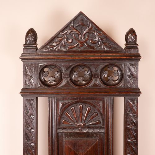 CARVED OAK HIGH BACKED SIDE CHAIR - ADDITIONAL PHOTO 3