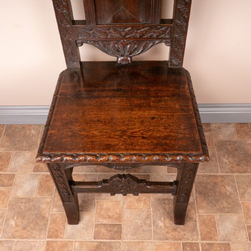 CARVED OAK HIGH BACKED SIDE CHAIR - ADDITIONAL PHOTO 4