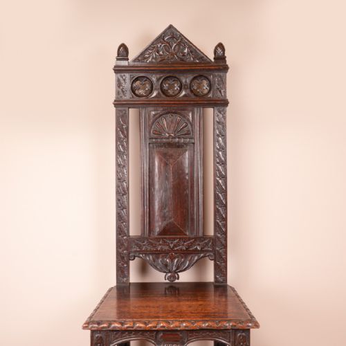 CARVED OAK HIGH BACKED SIDE CHAIR - ADDITIONAL PHOTO 7