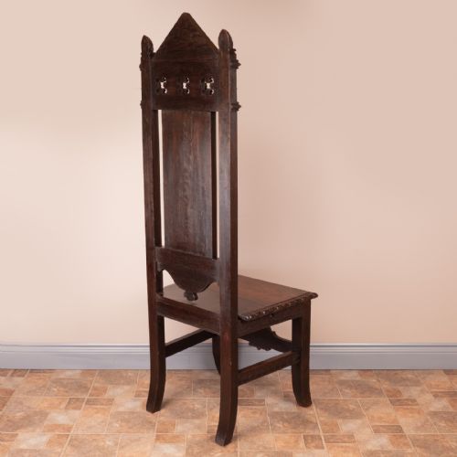 CARVED OAK HIGH BACKED SIDE CHAIR - ADDITIONAL PHOTO 9