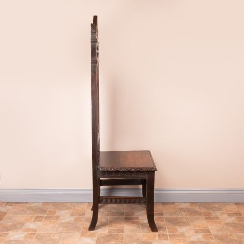 CARVED OAK HIGH BACKED SIDE CHAIR - ADDITIONAL PHOTO 11