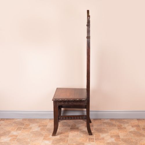 CARVED OAK HIGH BACKED SIDE CHAIR - ADDITIONAL PHOTO 13