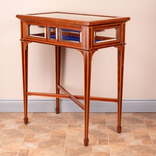 FINE QUALITY EDWARDIAN INLAID MAHOGANY BIJOUTERIE DISPLAY TABLE - ADDITIONAL PHOTO 9