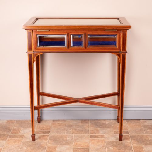 FINE QUALITY EDWARDIAN INLAID MAHOGANY BIJOUTERIE DISPLAY TABLE - ADDITIONAL PHOTO 10