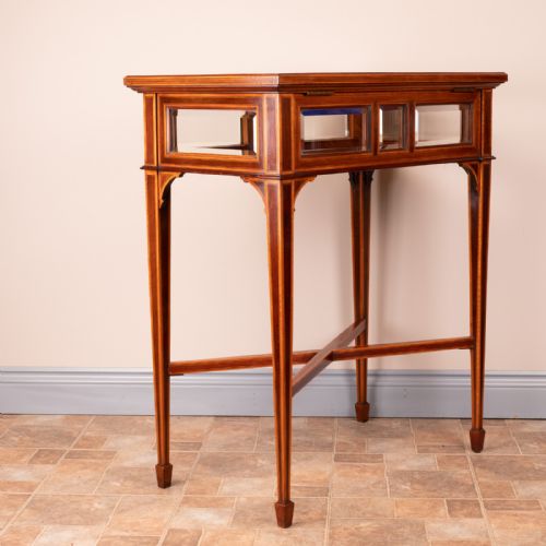 FINE QUALITY EDWARDIAN INLAID MAHOGANY BIJOUTERIE DISPLAY TABLE - ADDITIONAL PHOTO 11
