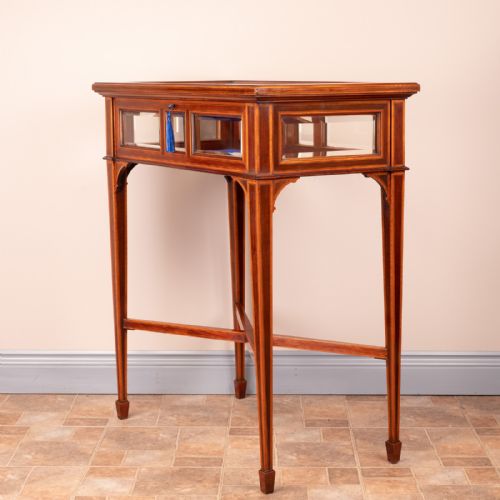 FINE QUALITY EDWARDIAN INLAID MAHOGANY BIJOUTERIE DISPLAY TABLE - ADDITIONAL PHOTO 15