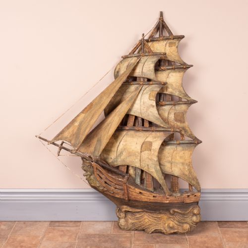 carved wooden galleon model - CATEGORY: ANTIQUE MISCELLANEOUS - DATED 1920