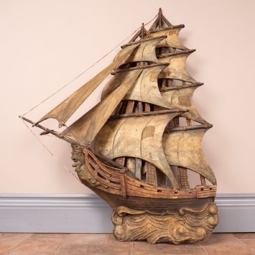 CARVED WOODEN GALLEON MODEL - ADDITIONAL PHOTO 1