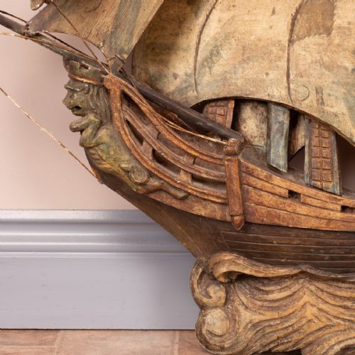 CARVED WOODEN GALLEON MODEL - ADDITIONAL PHOTO 4